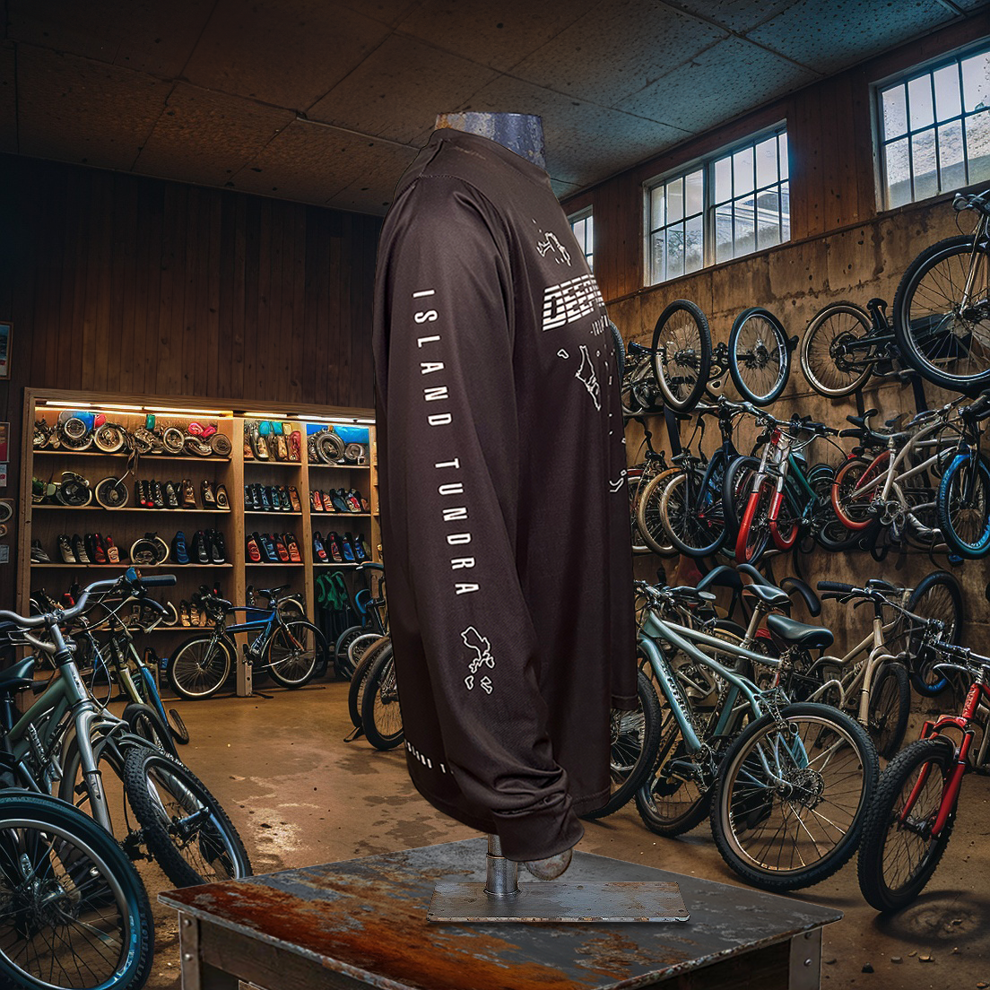 Island Tundra - Black - Athletic Sport Performance Dry-Fit Moisture Wicking Activewear Long Sleeve T-Shirt by Deep Tropic