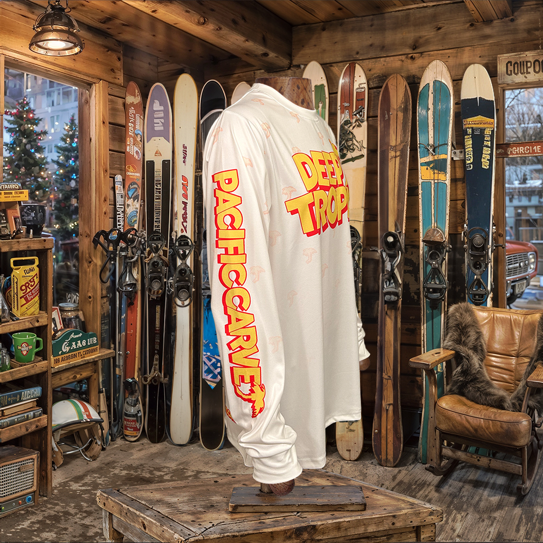 Pacific Carve - Athletic Sport Performance Dry-Fit Moisture Wicking Activewear Long Sleeve T-Shirt by Deep Tropic