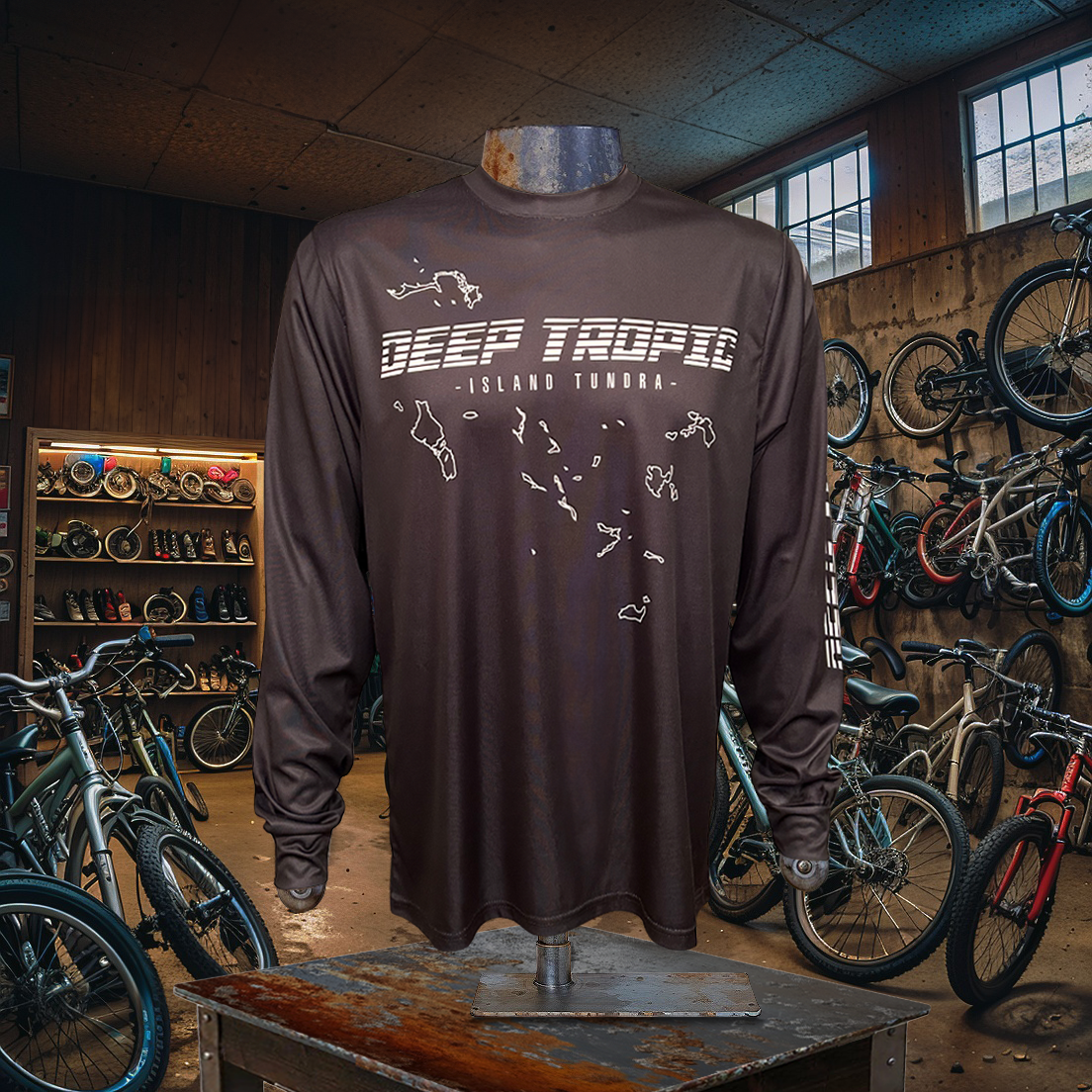 Island Tundra - Black - Athletic Sport Performance Dry-Fit Moisture Wicking Activewear Long Sleeve T-Shirt by Deep Tropic