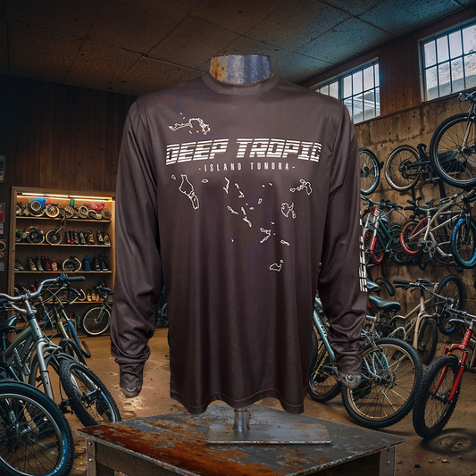 Island Tundra - Black - Athletic Sport Performance Dry-Fit Moisture Wicking Activewear Long Sleeve T-Shirt by Deep Tropic