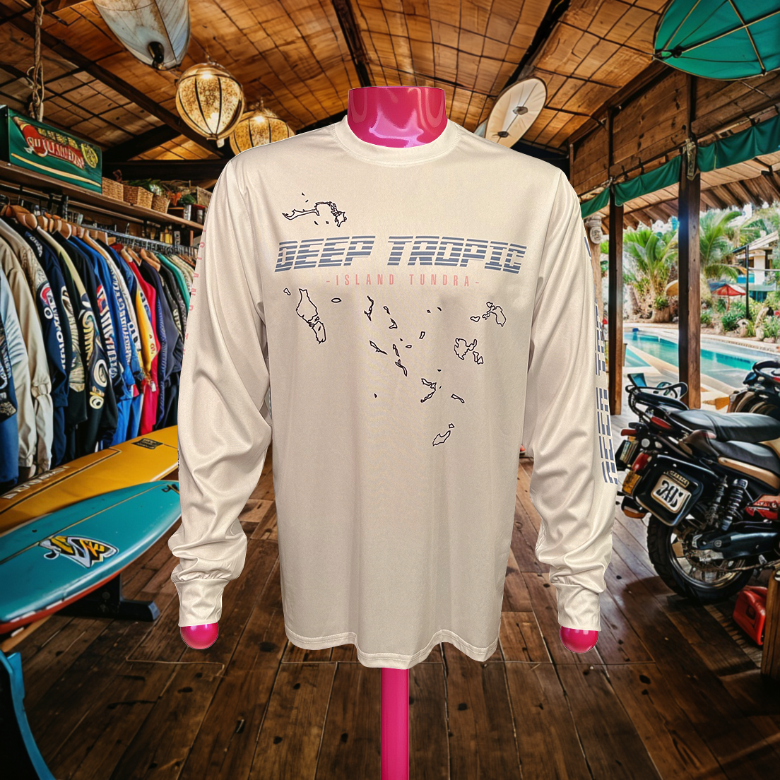 Island Tundra - Cloud - Athletic Sport Performance Dry-Fit Moisture Wicking Activewear Long Sleeve T-Shirt by Deep Tropic