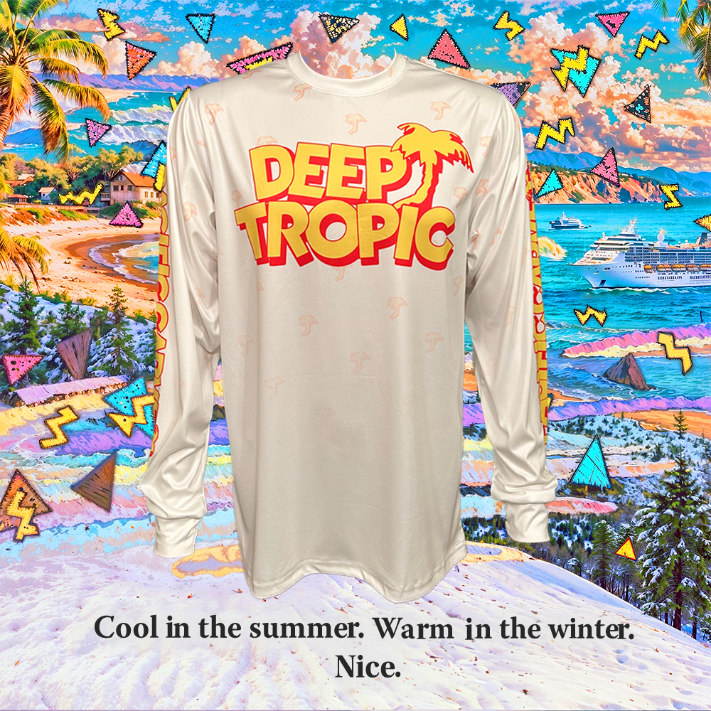 Pacific Carve - Athletic Sport Performance Dry-Fit Moisture Wicking Activewear Long Sleeve T-Shirt by Deep Tropic