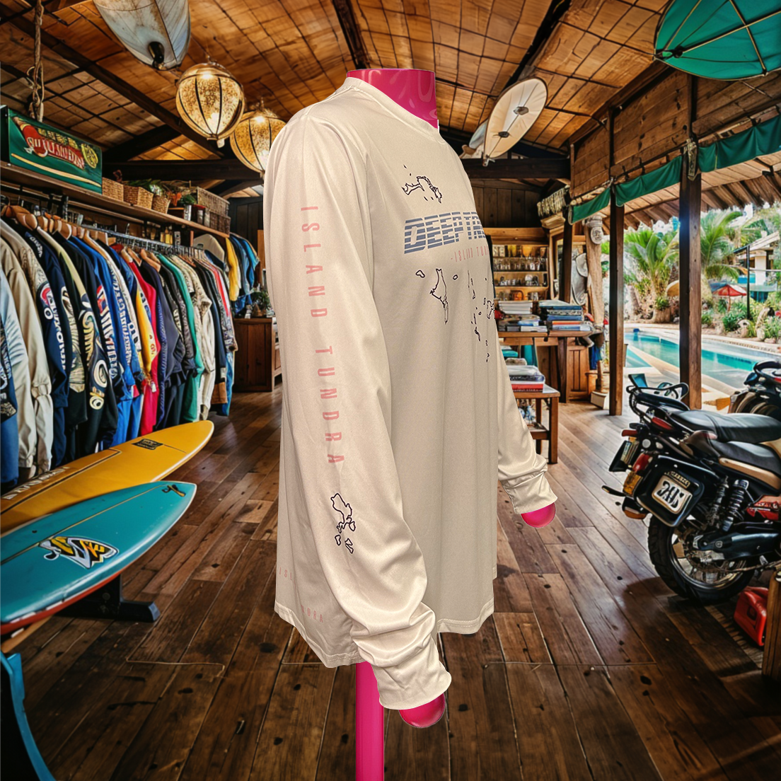 Island Tundra - Cloud - Athletic Sport Performance Dry-Fit Moisture Wicking Activewear Long Sleeve T-Shirt by Deep Tropic