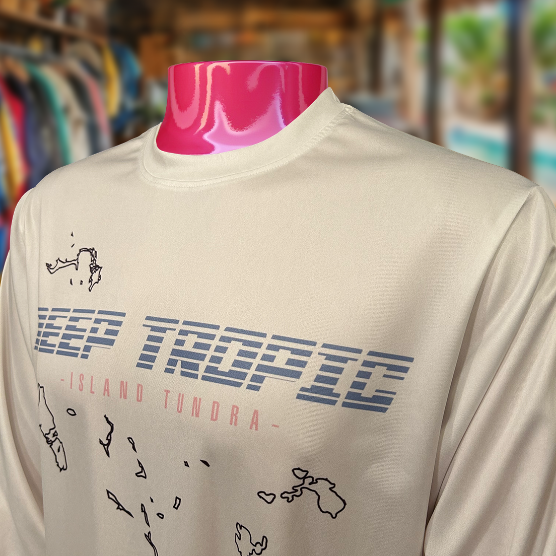 Island Tundra - Cloud - Athletic Sport Performance Dry-Fit Moisture Wicking Activewear Long Sleeve T-Shirt by Deep Tropic