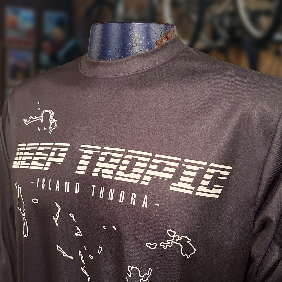 Island Tundra - Black - Athletic Sport Performance Dry-Fit Moisture Wicking Activewear Long Sleeve T-Shirt by Deep Tropic