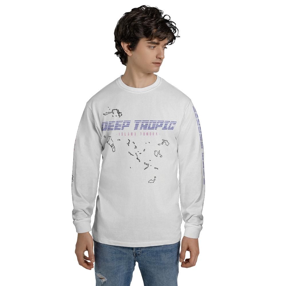 Island Tundra - Cloud - Athletic Sport Performance Dry-Fit Moisture Wicking Activewear Long Sleeve T-Shirt by Deep Tropic