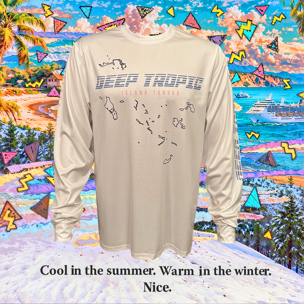 Island Tundra - Cloud - Athletic Sport Performance Dry-Fit Moisture Wicking Activewear Long Sleeve T-Shirt by Deep Tropic
